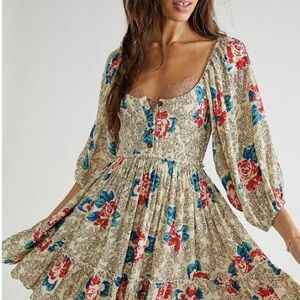 Free People Long Sleeve Floral Dress